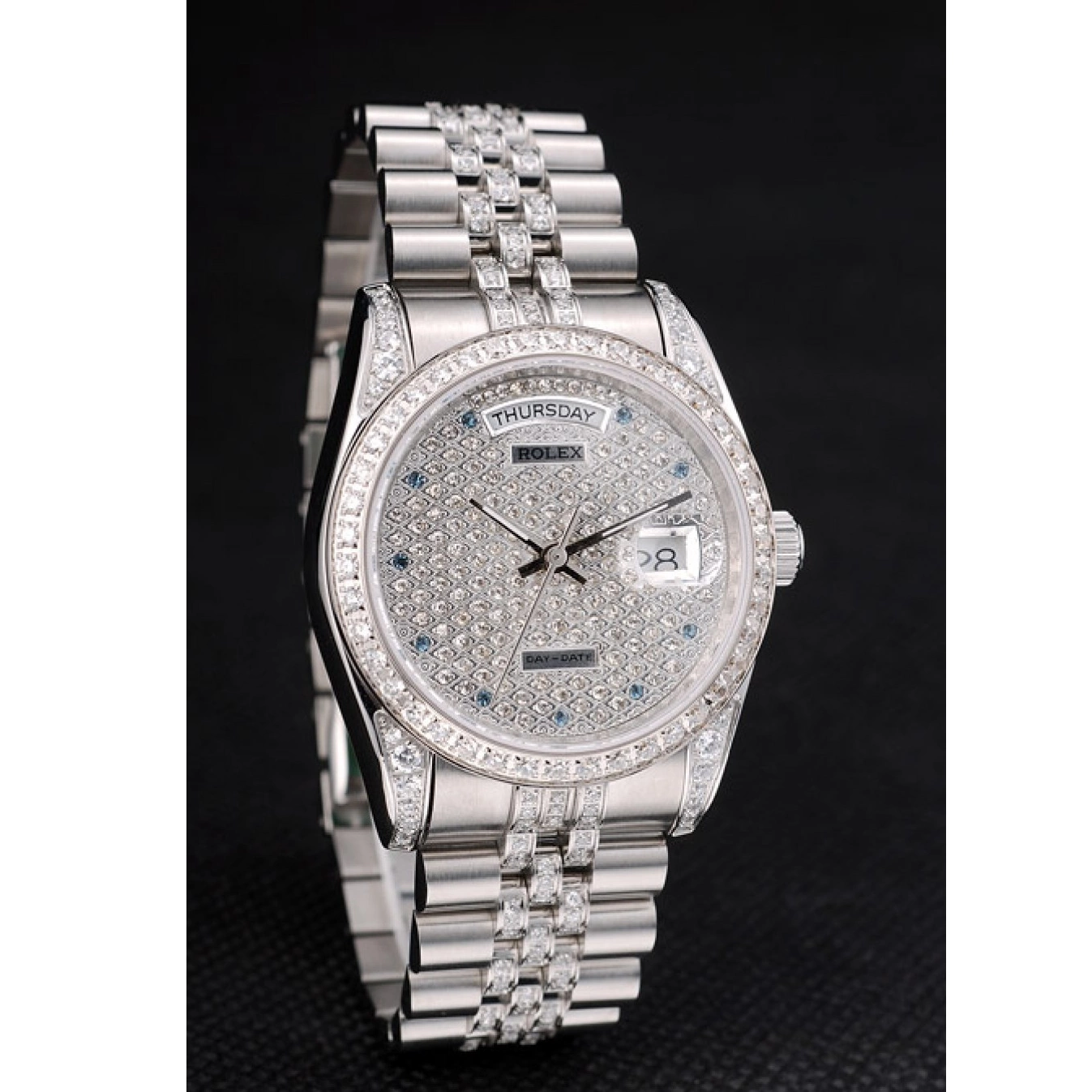 AAA Replica Watches Steel Bracelet Rolex 41985 Diamond Plated Dial Stainless DayDate Plated Diamond 0629
